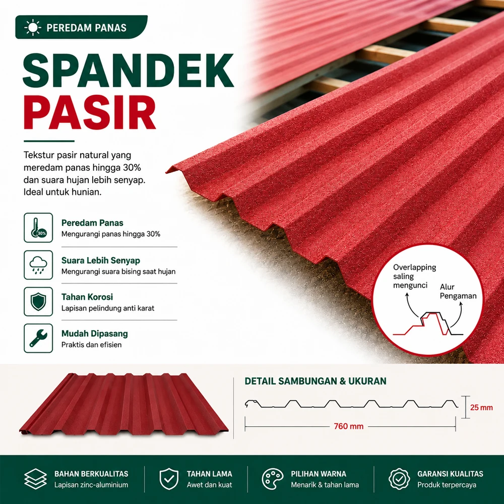 Spandek Pasir Premium Medan — Peredam Panas dan Suara Hujan