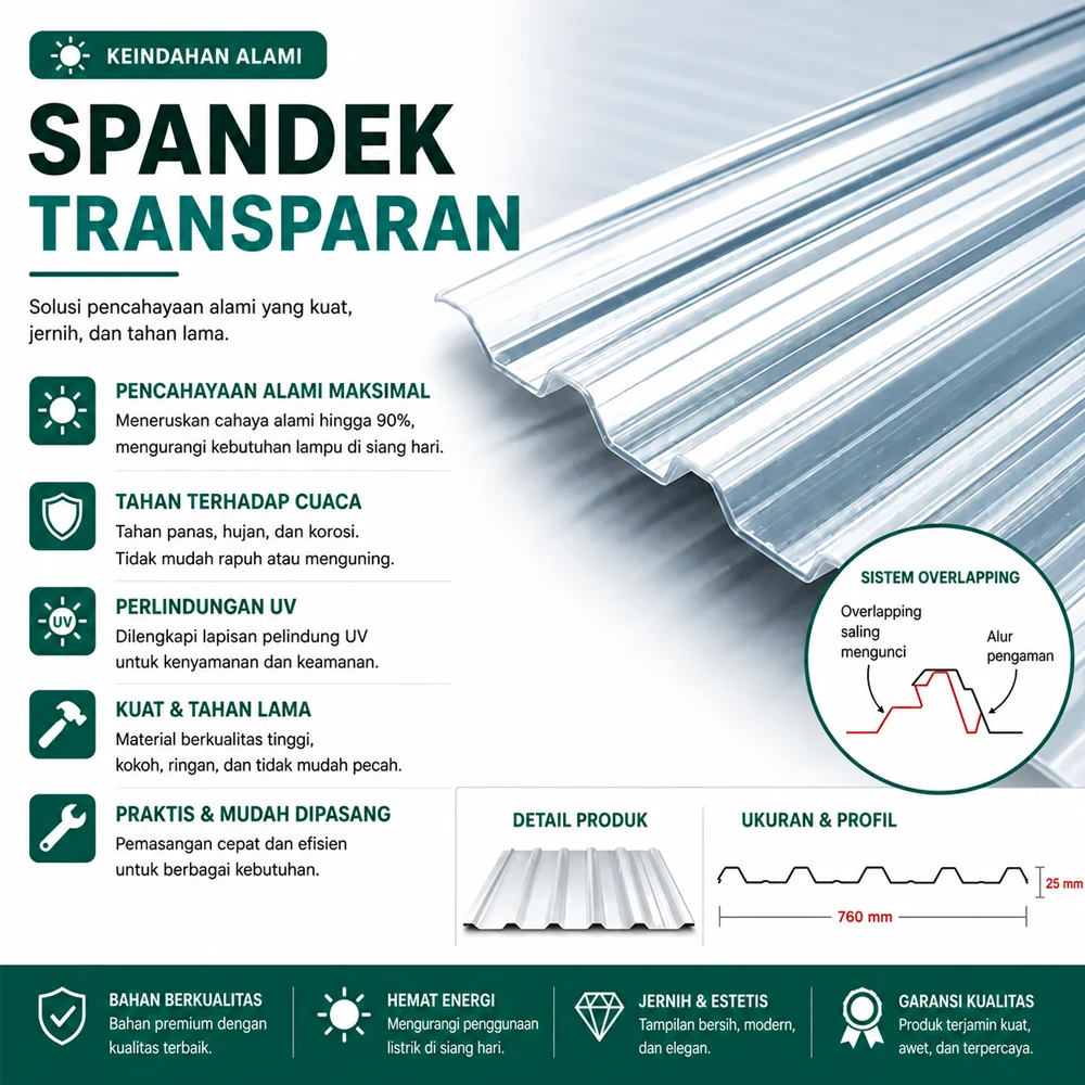 Spandek Transparan Cocok Untuk Gudang & Pencahayaan