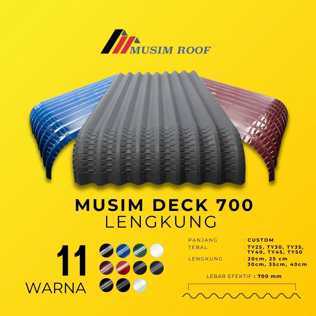 spesifikasi musim deck 700 mm lengkung